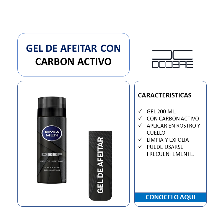 Gel de afeitar con carbón activo. Antibacterial