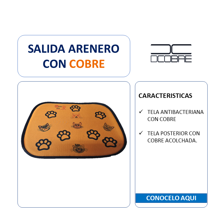 Salida Arenero en tela con cobre. Modelo Patitas.