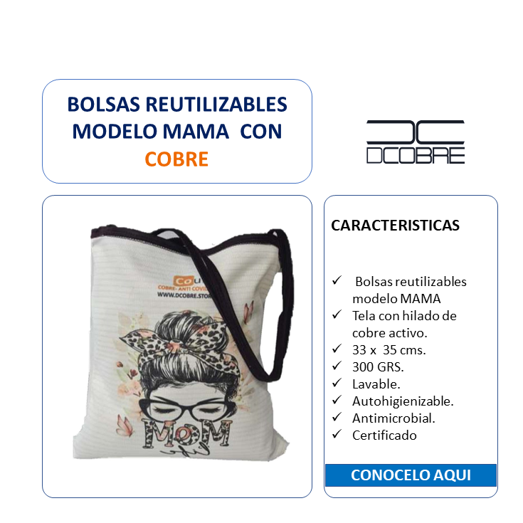 Bolso Reutilizable con COBRE . Modelo MAMA MARIPOSA ROSADA