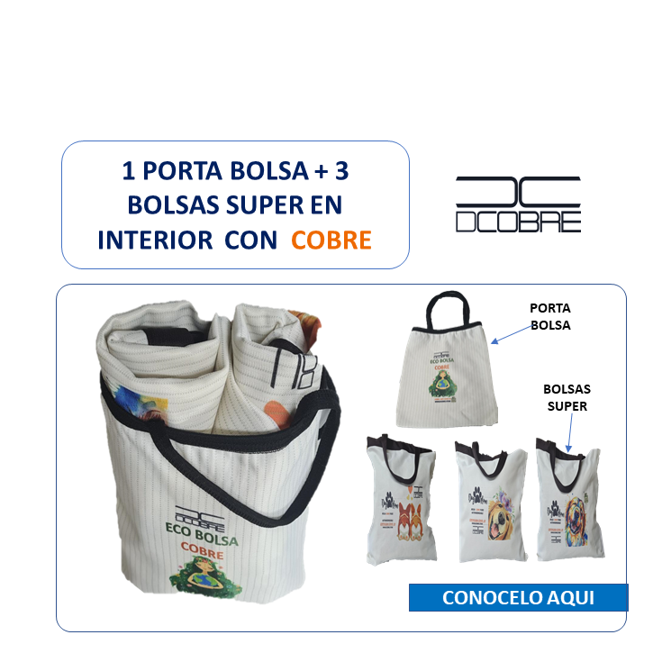 1 Porta Bolsa + 3 Bolsas SUPER en interior con cobre, liquidación.