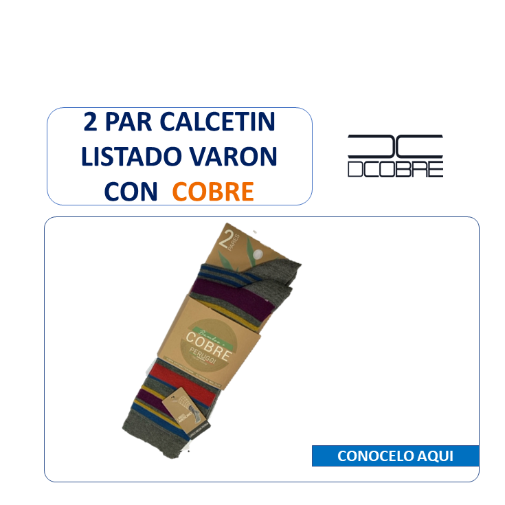 2 Pares de Calcetines largas listadas con Cobre, LIQUIDACIÓN, COD 321209.