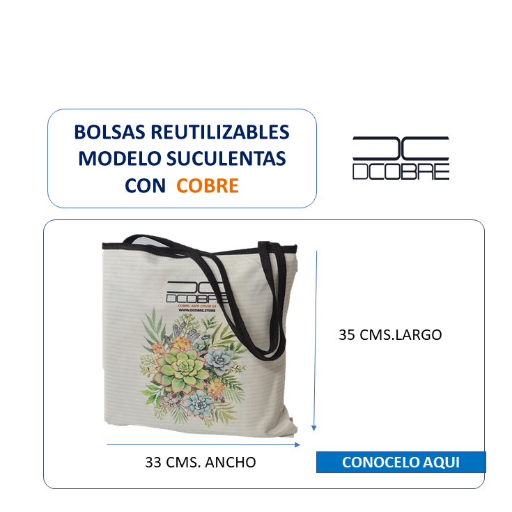 Bolsa reutilizable con cobre. Modelo SUCULENTAS 300 grs.