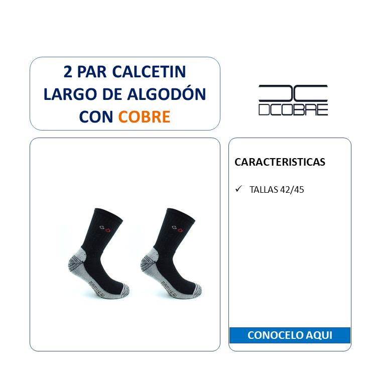2 Par de calcetín largo de algodón con cobre GRUESOS INVIERNO ART. 867, LIQUIDACIÓN.