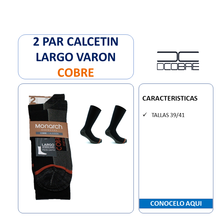 2 Pares de Calcetines color negro para varón. con Cobre, LIQUIDACIÓN, COD 24034.