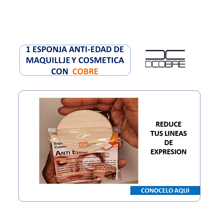 1 Esponja Anti-edad de Maquillaje y cosmetica con COBRE - DCobre