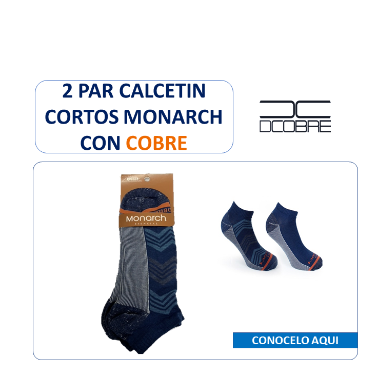 2 Par de calcetín cortos para varón, con Cobre, LIQUIDACIÓN COD 24641.