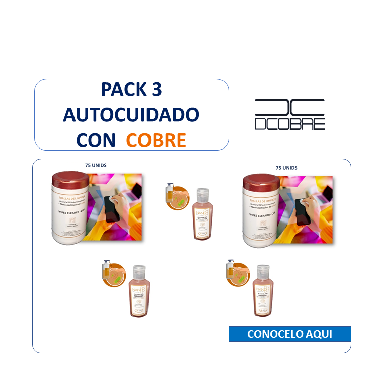 Pack 3 autocuidado con Cobre. Colegio