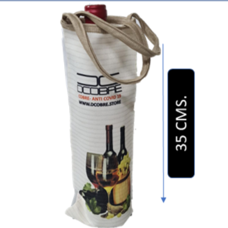 Bolsa porta vinos, en tela con cobre activo.