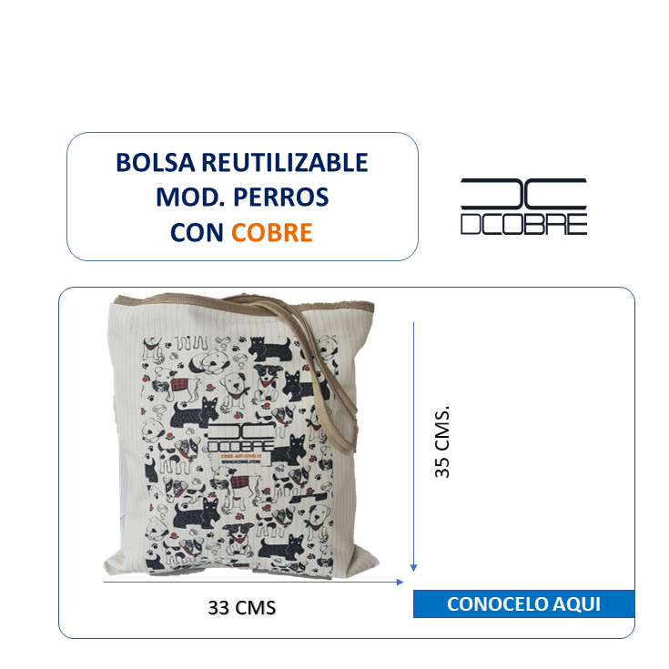 Bolsa Reutilizable Mod. Perros con cobre