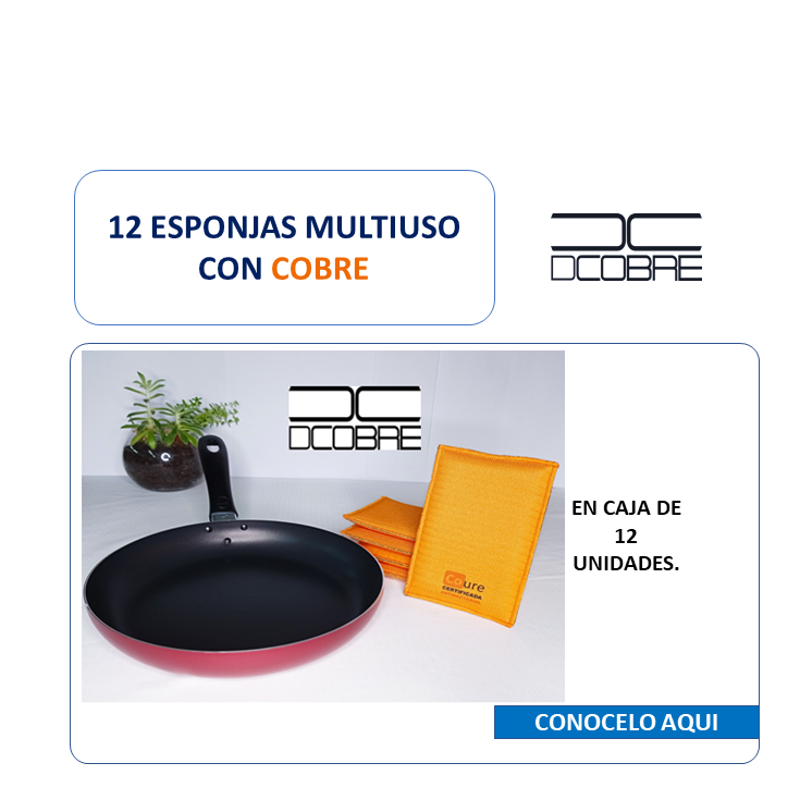 Caja 12 esponjas multiuso suaves, con cobre Activo, LIQUIDACIÓN.