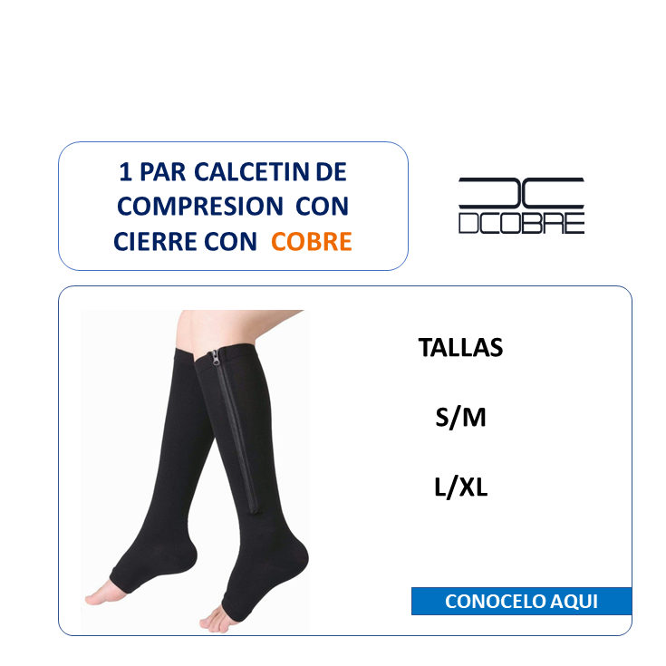 1 Par calcetín de compresión con cierre. Cobre, LIQUIDACIÓN.