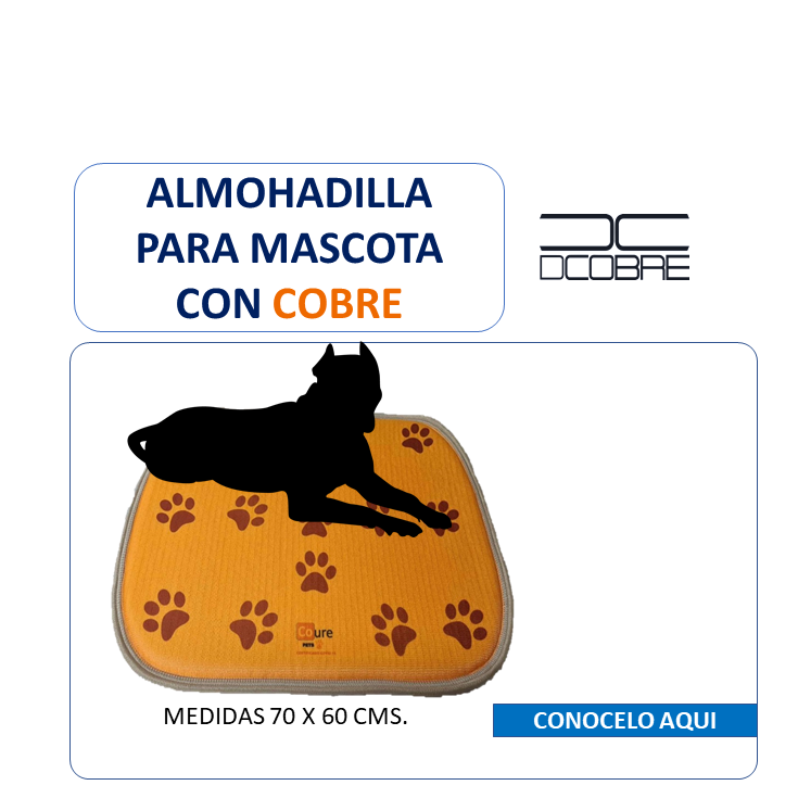 Almohadilla amarilla con cobre activo. Talla XL. con orillado variado, LIQUIDACIÓN.