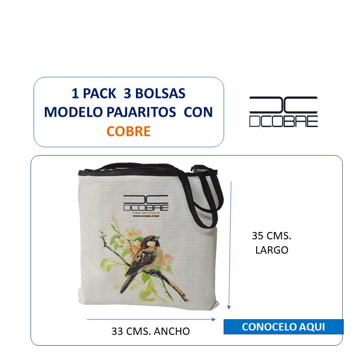 Pack 3 Bolsas con cobre activo, 300 grs. MODELO PAJARITO