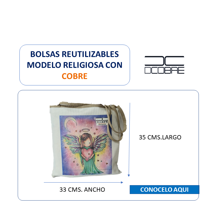 Bolsa reutilizable con cobre activo. Modelo RELIGIOSA.