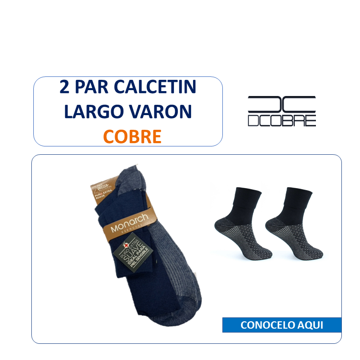2 Par de calcetín puño SUAVE. Con cobre, LIQUIDACIÓN COD 26472.
