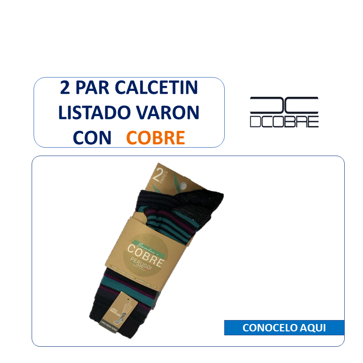 2 Pares de Calcetines largas listadas con Cobre, LIQUIDACIÓN, COD 321209.