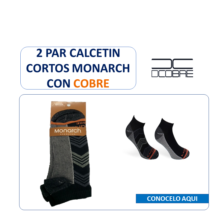 2 Par de calcetín cortos para varón, con Cobre, LIQUIDACIÓN COD 24641.