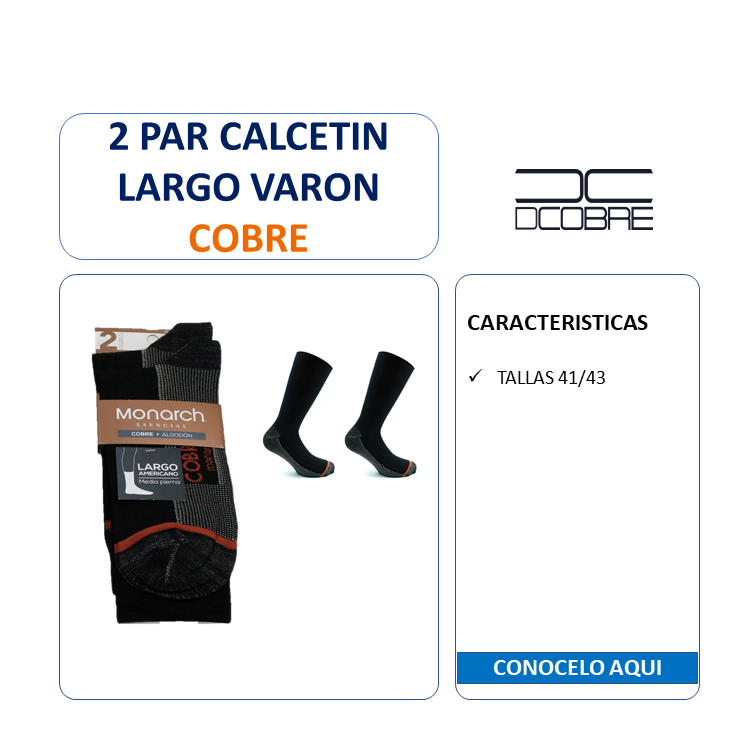 2 Pares de Calcetines color negro para varón. con Cobre, LIQUIDACIÓN, COD 24034.