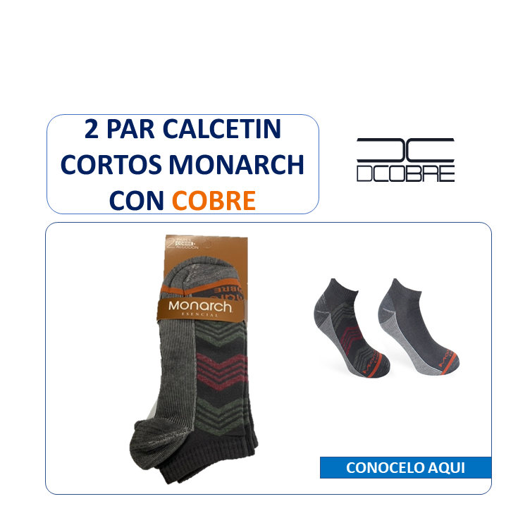 2 Par de calcetín cortos para varón, con Cobre, LIQUIDACIÓN COD 24641.