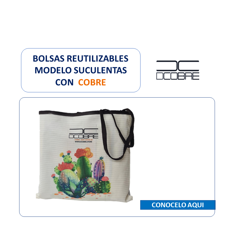 Bolsa reutilizable con cobre. Modelo SUCULENTAS 300 grs.