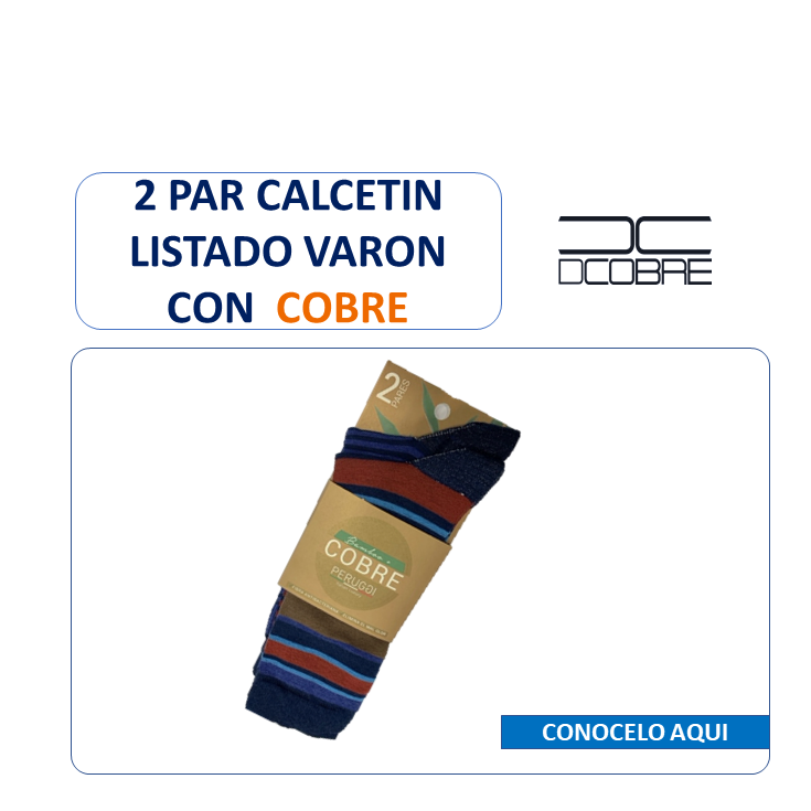 2 Pares de Calcetines largas listadas con Cobre, LIQUIDACIÓN, COD 321209.
