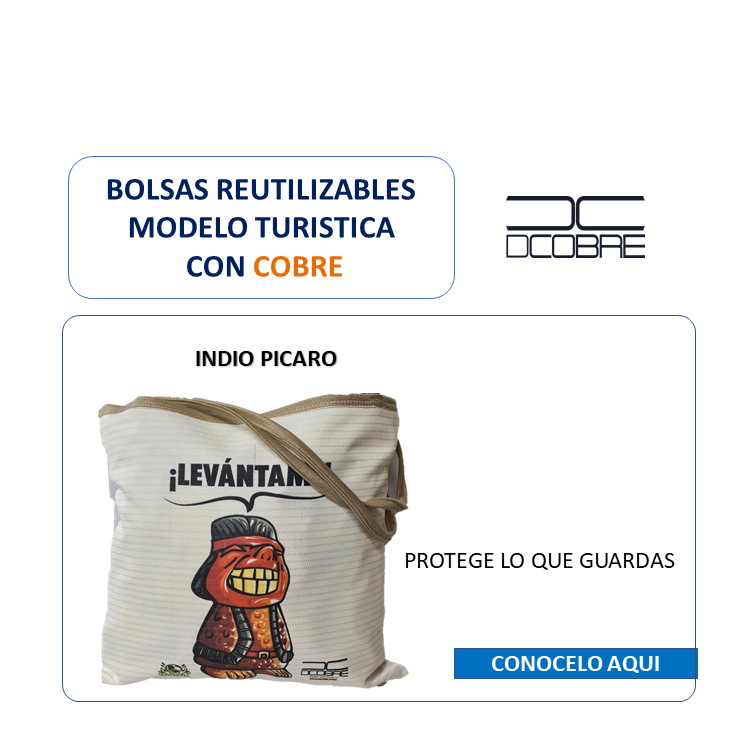 Bolsas reutilizables Mod. Turisticas con cobre activo.
