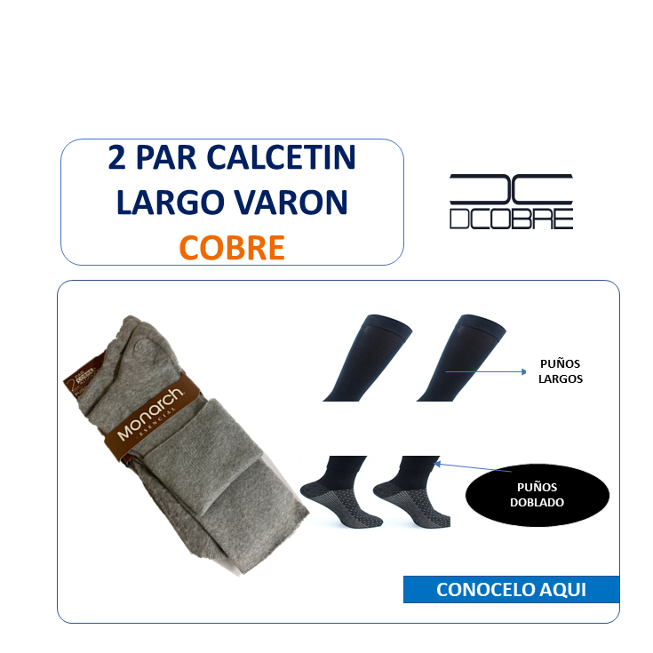 2 Par de calcetín puño SUAVE. Con cobre, LIQUIDACIÓN COD 26472.