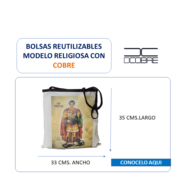 Bolsa reutilizable con cobre activo. Modelo RELIGIOSA.