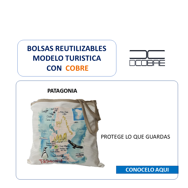 Bolsas reutilizables Mod. Turisticas con cobre activo.