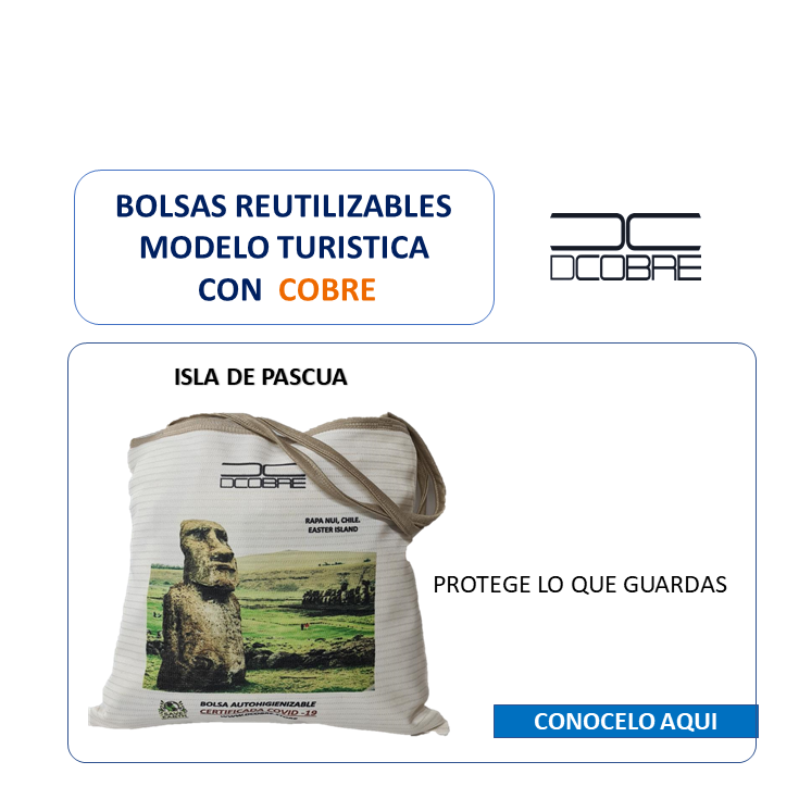 Bolsas reutilizables Mod. Turisticas con cobre activo.