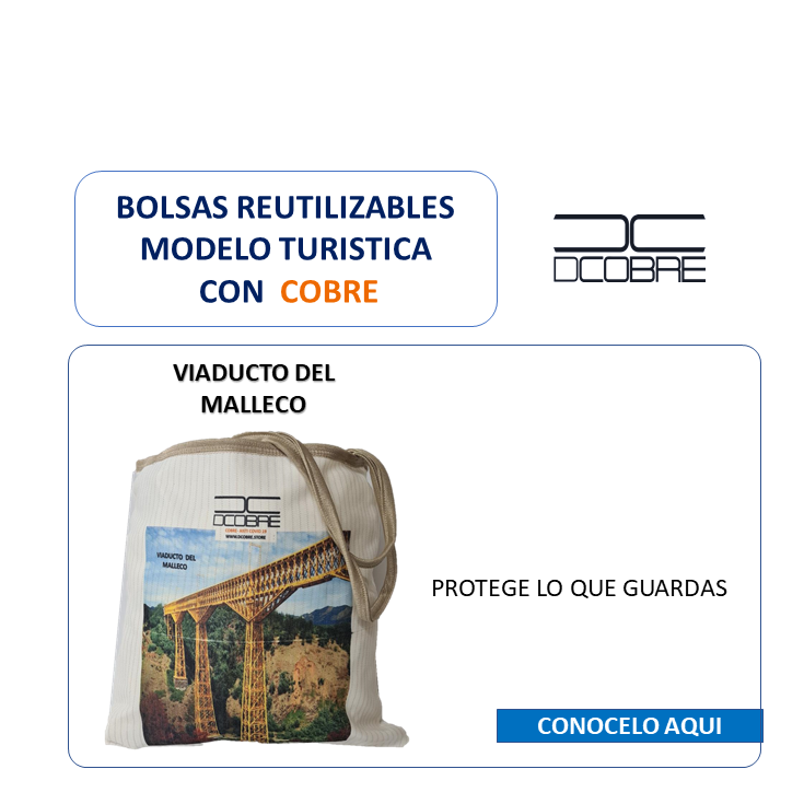 Bolsas reutilizables Mod. Turisticas con cobre activo.