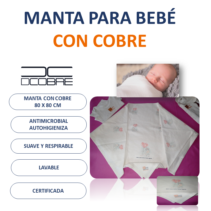 Manta Bebé ALGODÓN con COBRE activo varios diseños. - DCobre