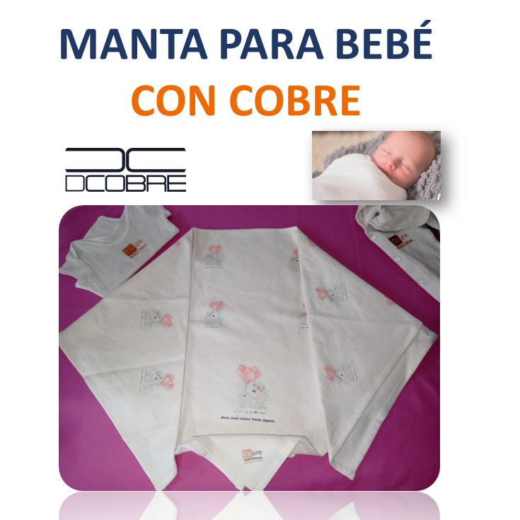 Manta Bebé ALGODÓN con COBRE activo varios diseños. - DCobre