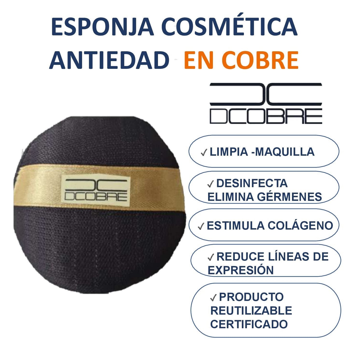 PACK 30 Esponjas cosméticas anti edad con Cobre x mayor