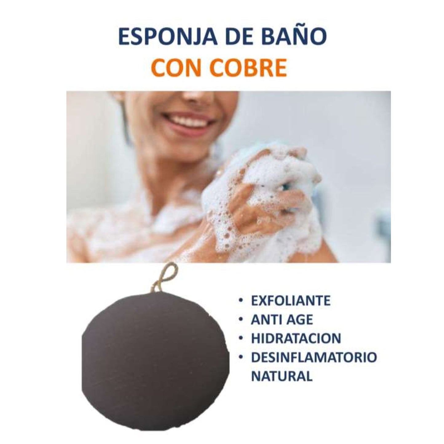 Esponja de Baño con cobre, LIQUIDACIÓN.
