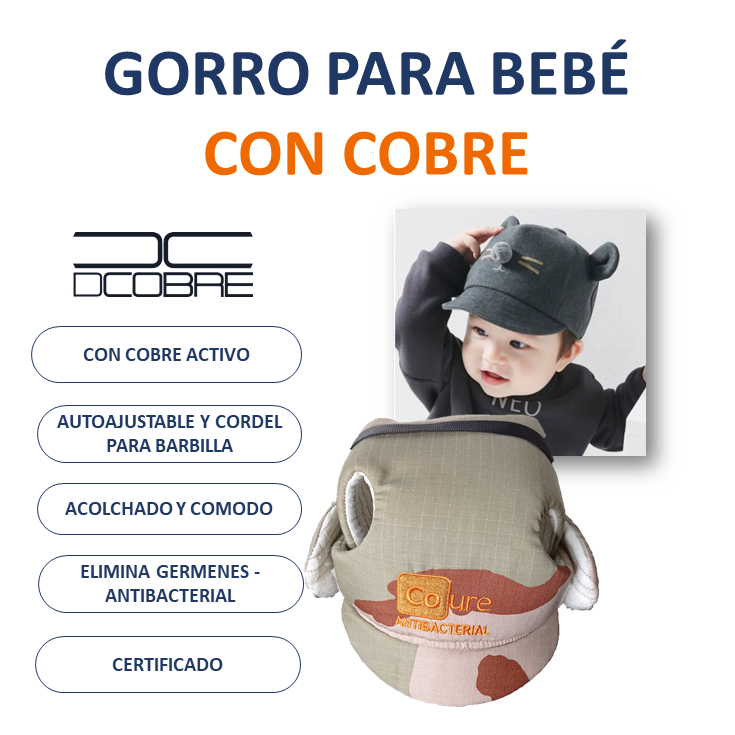 LIQUIDACIÓN Gorro para Bebé con COBRE activo. Militar - DCobre