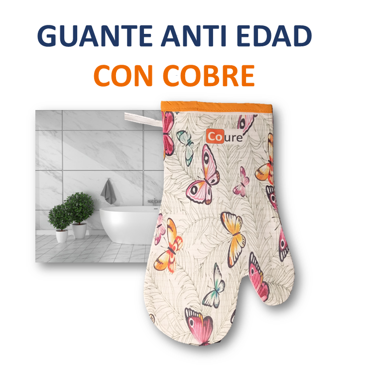 Guante Exfoliador Anti Edad con COBRE activo - DISEÑO MARIPOSAS - DCobre