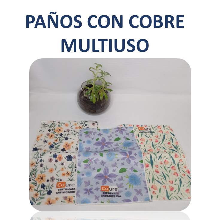 Pack 3 Paños con Diseños y COBRE activo. PACK HOJAS - DCobre