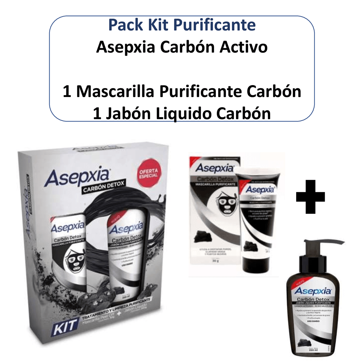 PACK- Kit Purificador Asepxia Carbón Activo