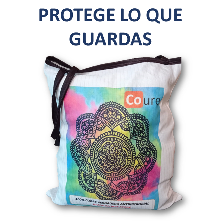 Bolsa Reutilizable con COBRE activo. Diseño MANDALA1 (tela 250gr) - DCobre