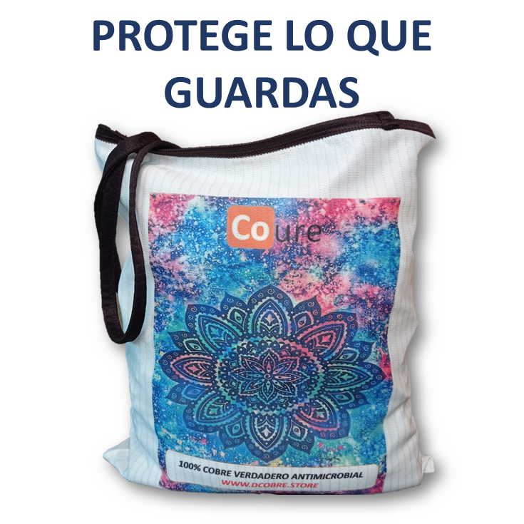 Bolsa Reutilizable con COBRE activo. Diseño MANDALA2 (tela 250gr) - DCobre