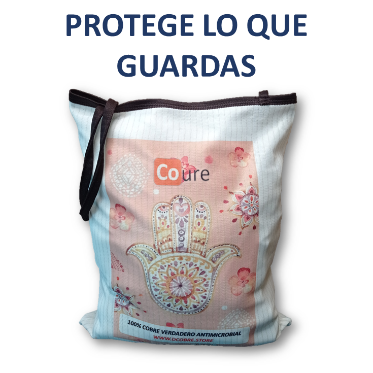 Bolsa Reutilizable con COBRE activo. Diseño MANDALA3 (tela 250gr) - DCobre