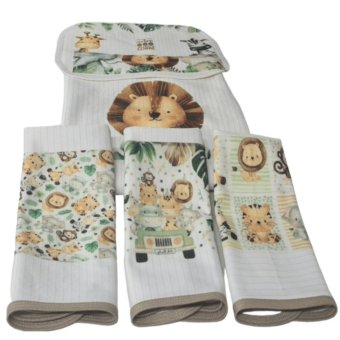 Manta Bebé GRUESA en Cobre modelo León + Funda Cojín + Pack Toallitas, nuevo.