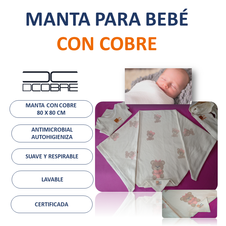 Manta Bebé ALGODÓN con COBRE activo varios diseños. - DCobre