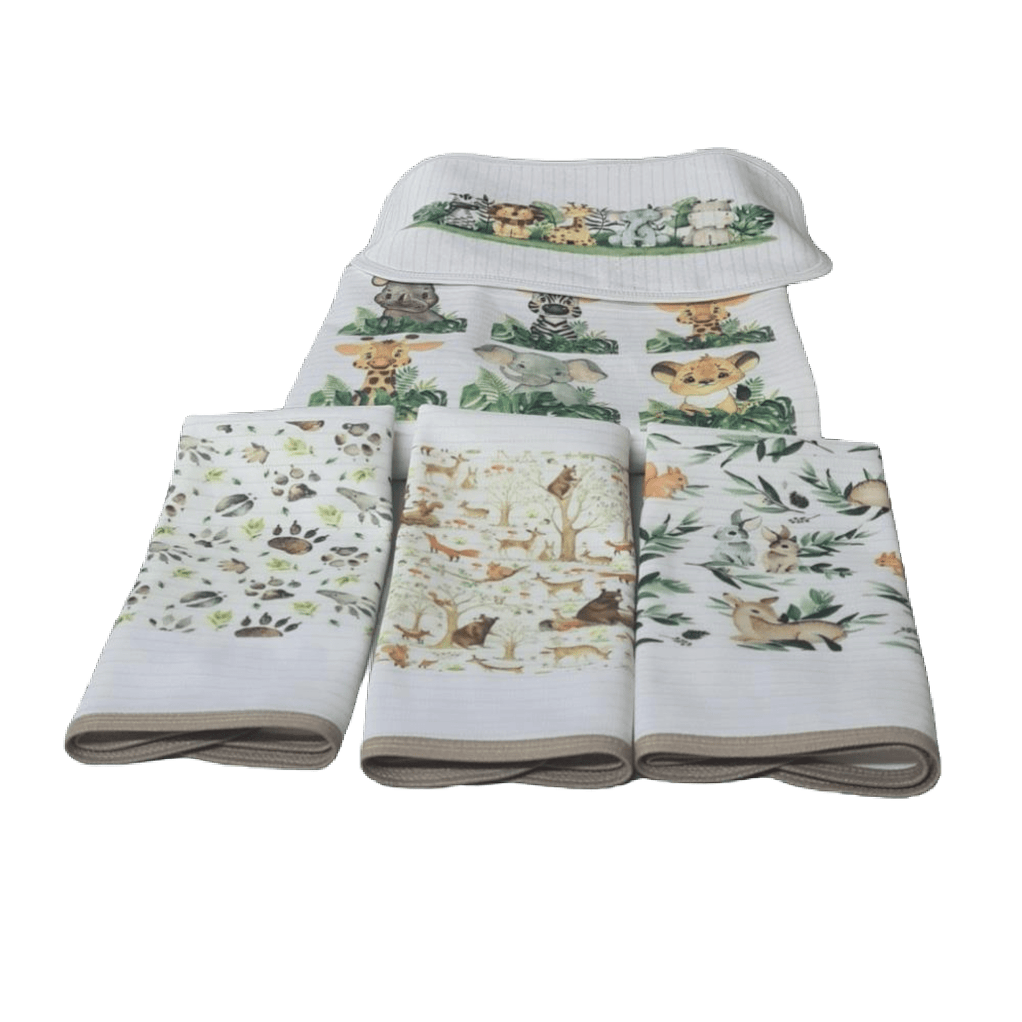 Manta Bebé GRUESA, Selva + Funda Cojín + Pack Toallitas.