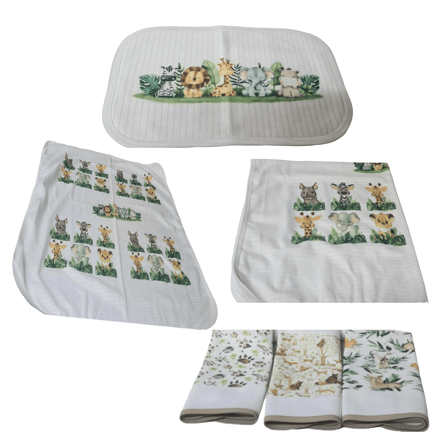 Manta Bebé GRUESA, Selva + Funda Cojín + Pack Toallitas.