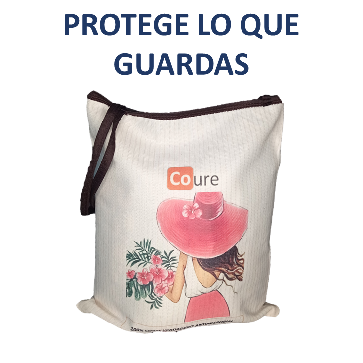 Bolsa Reutilizable con COBRE activo. Diseño MUJER (tela 300gr) - DCobre