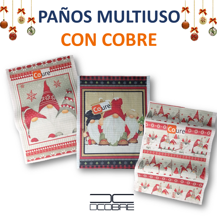 Pack 3 Paños con COBRE activo - Diseños Navidad 2