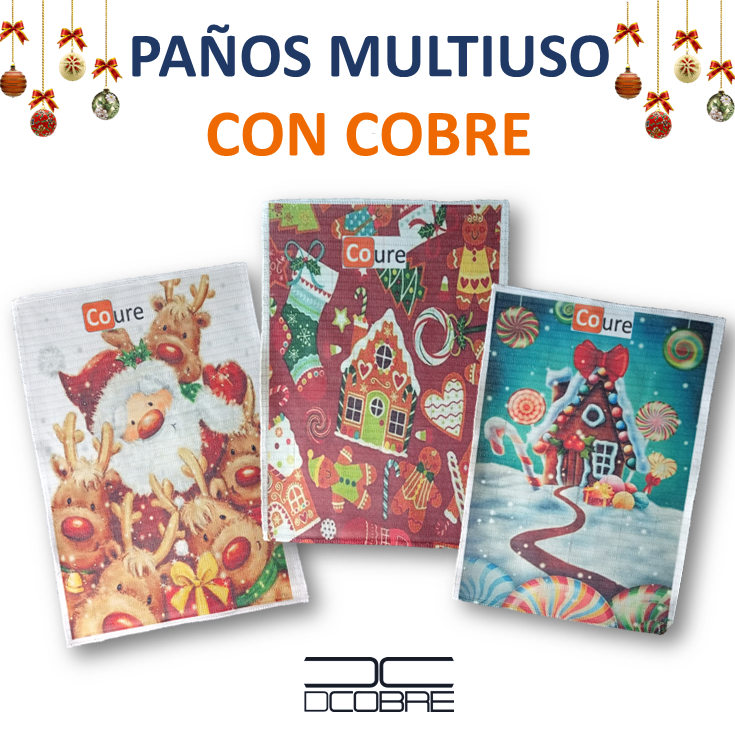 Pack 3 Paños con COBRE activo - Diseños Navidad 4