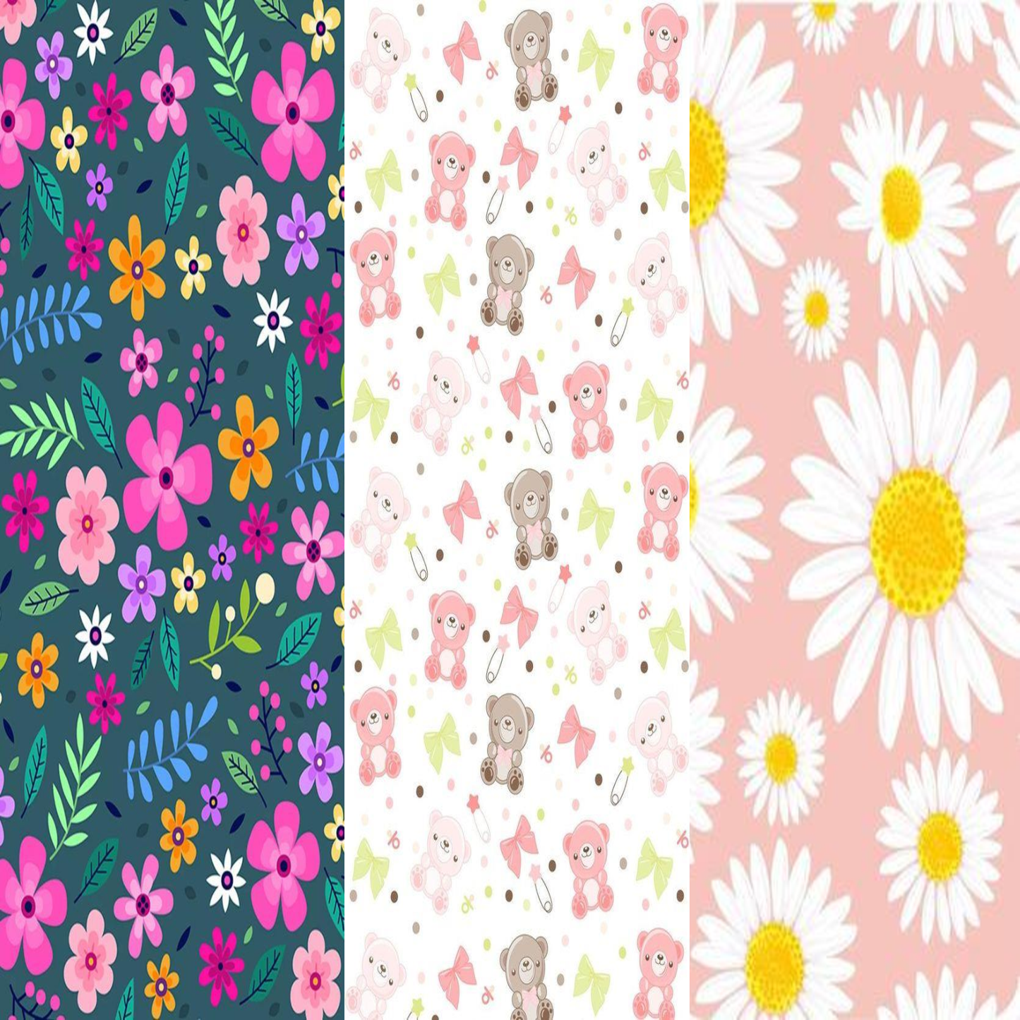 Pack 3 baberos con cobre activo diseño FLORES y otros diseños.